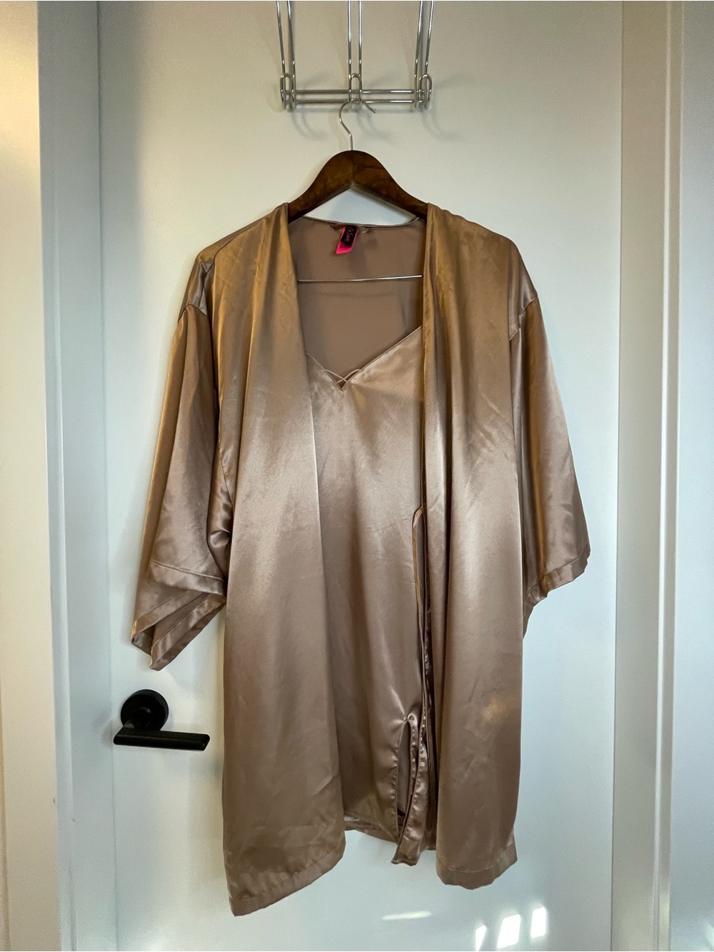 La Senza satin slip on and robe in champagne size L